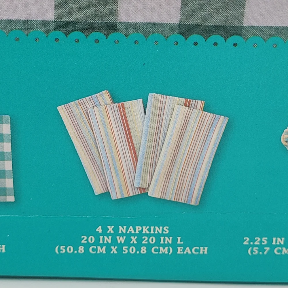 The Pioneer Woman Table Linen Set Teal White Charming Check Tablescape 13pc NEW